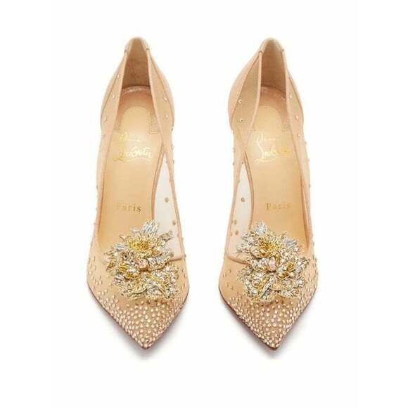 Christian Louboutin Marenude 100 Nude Strass Crystal Mesh Pigalle Heel Pump 40 - Picture 7 of 12